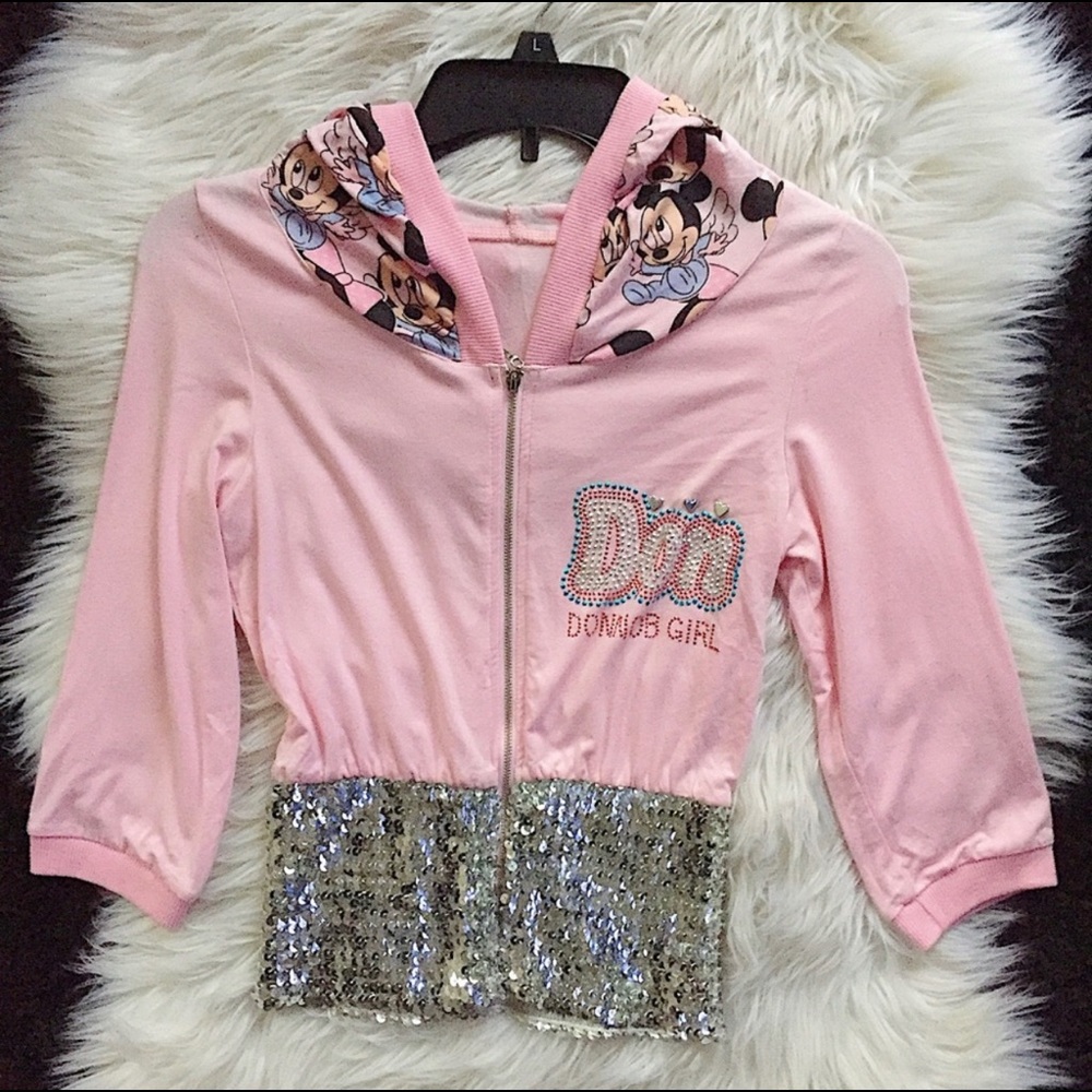 Mickey Mouse Pink Hoodie Jacket Fred Segal Sz XS